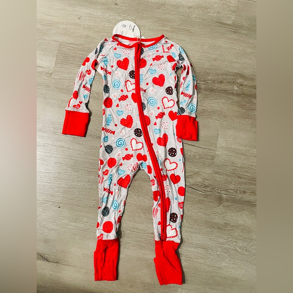 Little Sleepies Bamboo Convertible Zippy – Valentine Candy Print (12–18M) NWT